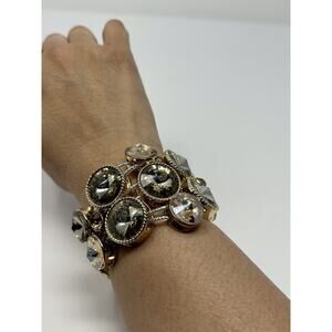 Rhinestone Cuff Wrap Bracelet Champagne Color And Clear Stones